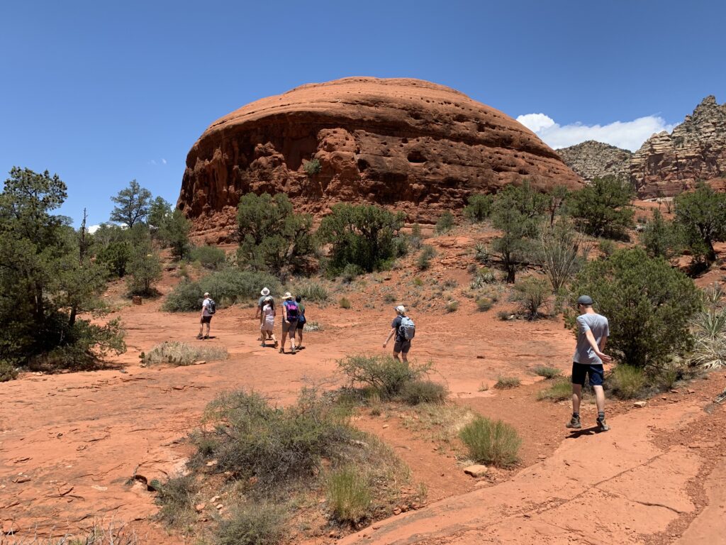 Approaching the mushroom rock located at the backside of Courthouse Butte in Sedona, Arizona.