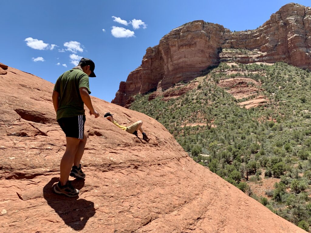 Walking around the mushroom shaped rock that located around the backside of Courthouse Butte in Sedona, Arizona.